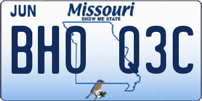 MO license plate BH0Q3C