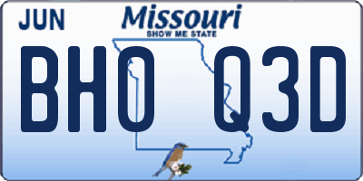 MO license plate BH0Q3D