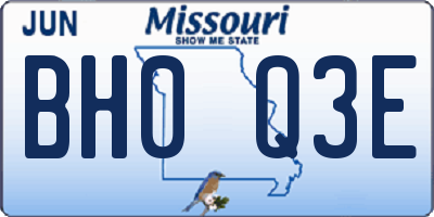 MO license plate BH0Q3E