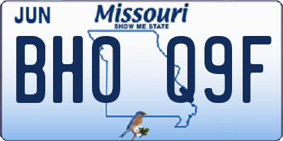 MO license plate BH0Q9F