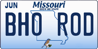 MO license plate BH0R0D