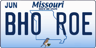 MO license plate BH0R0E