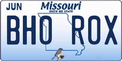MO license plate BH0R0X