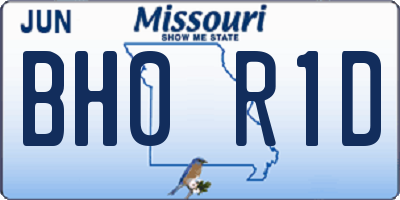 MO license plate BH0R1D