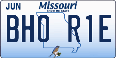 MO license plate BH0R1E