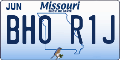MO license plate BH0R1J