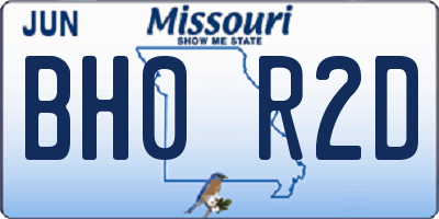 MO license plate BH0R2D