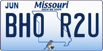 MO license plate BH0R2U