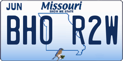 MO license plate BH0R2W