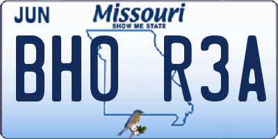MO license plate BH0R3A