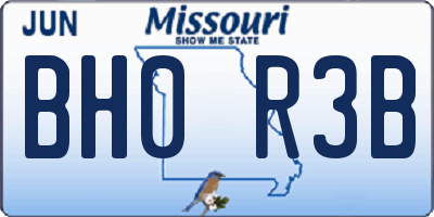 MO license plate BH0R3B
