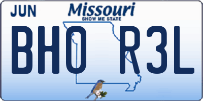 MO license plate BH0R3L