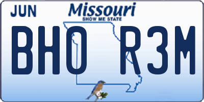 MO license plate BH0R3M