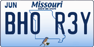 MO license plate BH0R3Y