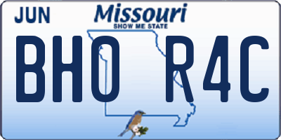 MO license plate BH0R4C