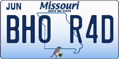 MO license plate BH0R4D