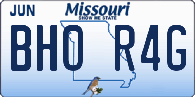 MO license plate BH0R4G