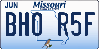MO license plate BH0R5F