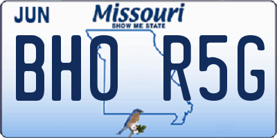 MO license plate BH0R5G