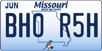 MO license plate BH0R5H