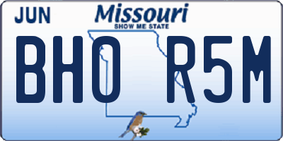 MO license plate BH0R5M