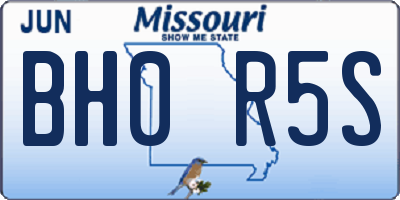 MO license plate BH0R5S