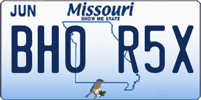MO license plate BH0R5X