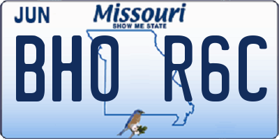MO license plate BH0R6C