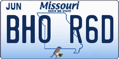 MO license plate BH0R6D
