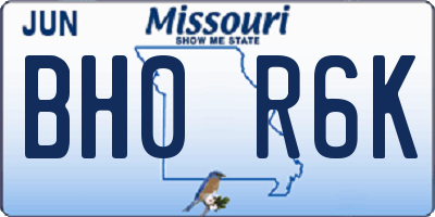 MO license plate BH0R6K