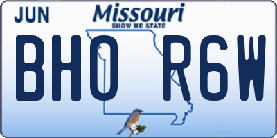 MO license plate BH0R6W