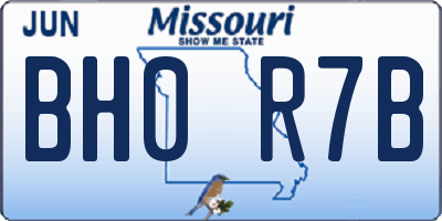 MO license plate BH0R7B