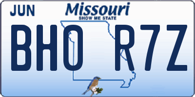MO license plate BH0R7Z
