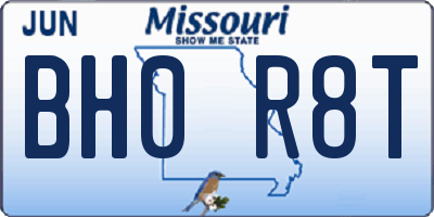 MO license plate BH0R8T