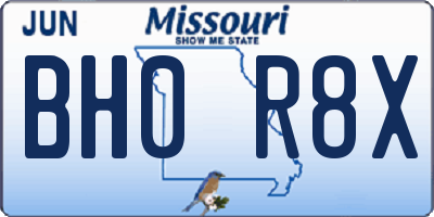 MO license plate BH0R8X