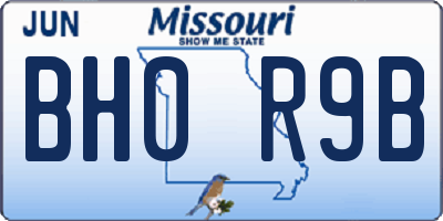 MO license plate BH0R9B