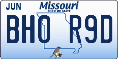 MO license plate BH0R9D