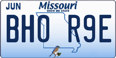 MO license plate BH0R9E