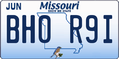 MO license plate BH0R9I