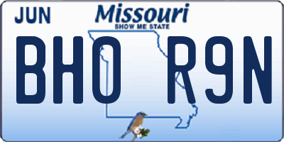 MO license plate BH0R9N
