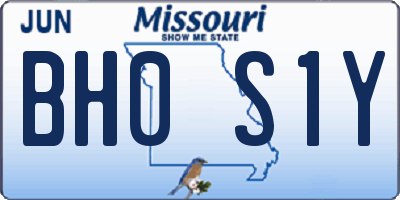 MO license plate BH0S1Y
