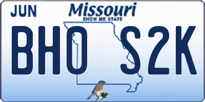 MO license plate BH0S2K