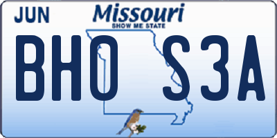 MO license plate BH0S3A