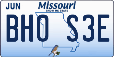 MO license plate BH0S3E