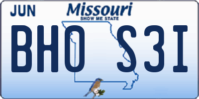 MO license plate BH0S3I
