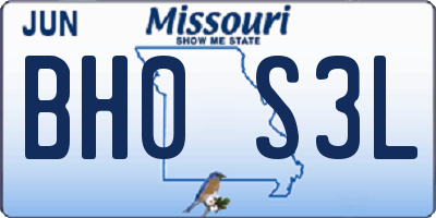 MO license plate BH0S3L