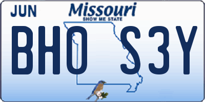 MO license plate BH0S3Y
