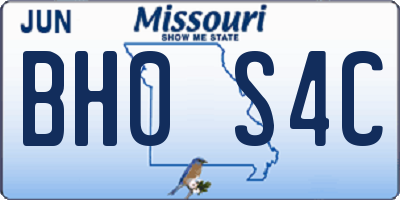MO license plate BH0S4C