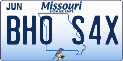 MO license plate BH0S4X
