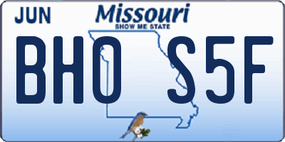 MO license plate BH0S5F
